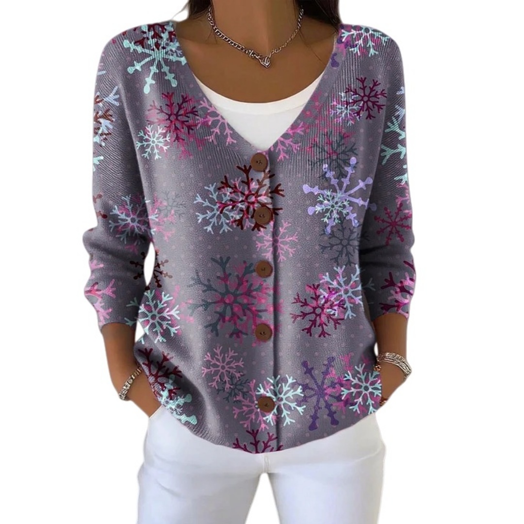 Women Christmas Cardigan Fashion Long Sleeve Button-Up Sweater Casual Streetwear